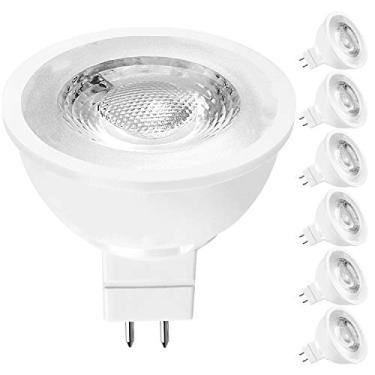 Imagem de Luxrite Lâmpada MR16 LED Equivalente 50W, 12V, 4000K Cool White Dimmable, 500 Lumens, GU5.3 LED Holofote Lâmpada 6.5W, Classificação de luminária fechada, perfeita para iluminação de pista e casa (pacote com 6)