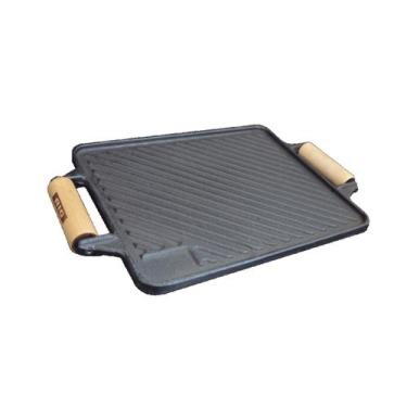 Imagem de Chapa Bifeteira Dupla Face de Ferro Alça Madeira 23x28cm - Rig Fundido
