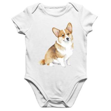 Imagem de Body Bebê Algodão Cachorro Welsh Corgi Pembroke - Foca na Moda, Branco