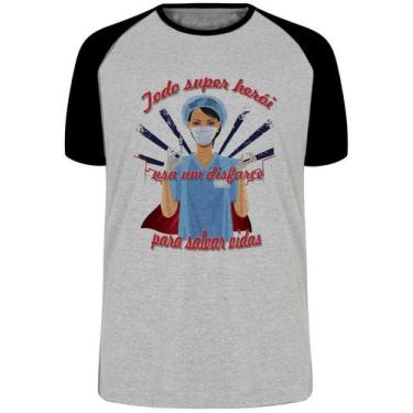 Imagem de Camiseta Enfermeira super herói salvar vidas Blusa Plus Size extra gra