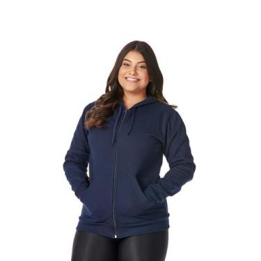 Imagem de Moletom Feminino Canguru Zíper Capuz Bolsos Estiloso Quentinho Confort