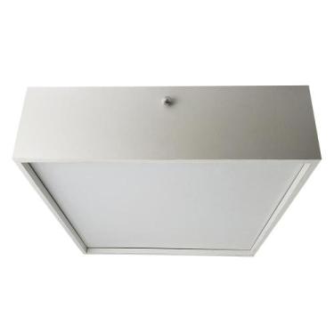 Imagem de Luminária Plafon Bivolt E27 Quadrado 30cm 4 Lâmpadas Branco - Caroá