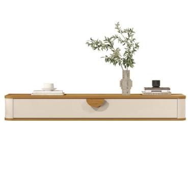 Imagem de Aparador Suspenso Buriti com 1 Gaveta - JB BECHARA, Off White/Nature