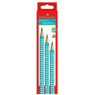 Imagem de Lápis preto sparkle azul nr 2B triangular SPKAZ 12 unid Faber Castell 