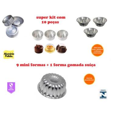 Imagem de Kit 9 Formas Mini Bolos Piscina Pudins Tortas Bolos Baby + 1 Forma Suí
