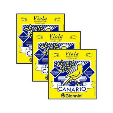 Imagem de Kit 3 Encordoamento Viola Giannini Canário Cobre Prateado GESVBM Média