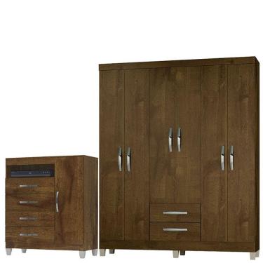 Imagem de Guarda Roupa Casal Módena e Cômoda Cannes 1 Porta Malbec - Incorplac