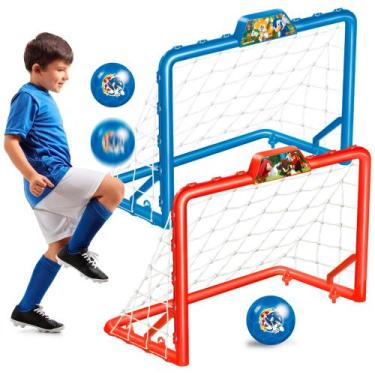 Imagem de Golzinho Infantil Chute A Gol Sonic Mini Trave De Futebol Goleiro Bola