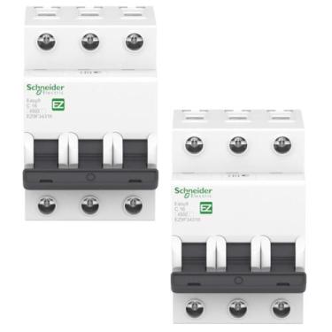 Imagem de 2 Disjuntores Schneider Mini Curva C 3p 16a  3ka Din