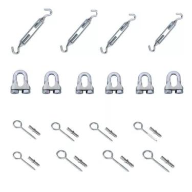 Imagem de Kit P/ Varal 18 Pç-4 Esticador Cabo Aço + 6 Clip +8 Pitão - Nord