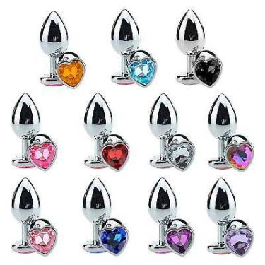 Imagem de Plug Anal de Aço Inoxidável Dilatador Anal Formato de Coração Tamanho 