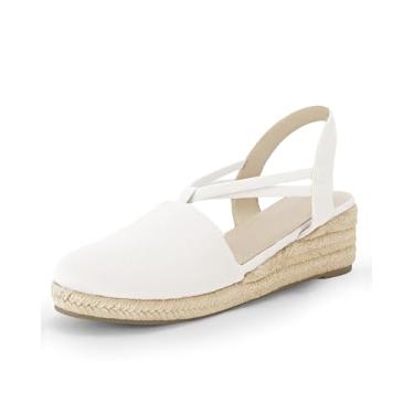 Imagem de Coutgo Sandália feminina plataforma de alpargata, com tira fechada, sem fechar, com tira, Branco, 39