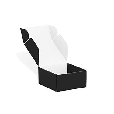 Imagem de Pacote com 50 caixas de envio de 10 x 10 x 5 cm, caixas de papelão ondulado, caixas de presente de envio para pequenas empresas, para embalagem - TONESPAC (10 x 10 x 5 cm, preto)