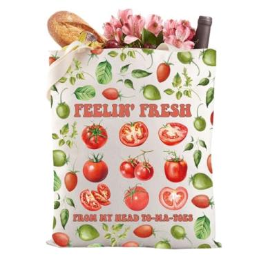 Imagem de Bolsa Tomato Tote From My Head Tomatoes Bolsa de Compras Tomato Lover Tema Jardinagem, Cabeça aos dedos