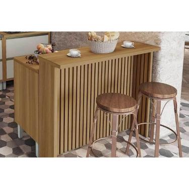 Imagem de Balcão de Cozinha Modulado Burguesa c/ 2 Portas e 3 Gavetas 120cm Freijó/Branco - Nesher