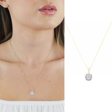 Imagem de Colar Ponto de Luz Pedra de Zircônia Semi Joia Banhado Ouro 18k - Stel