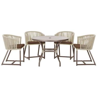 Imagem de Mesa com 4 Cadeiras de Jantar Roma 100cm e Noronha em Aluminío Marrom 