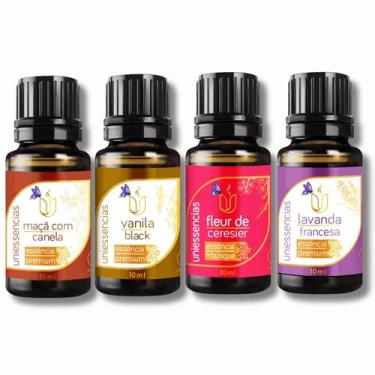 Imagem de Kit 4 Essências Via Aroma De Aromatizador Aromaterapia 10ml Maça com Canela, Vanilla, Lavanda e Flor de Cerejeira