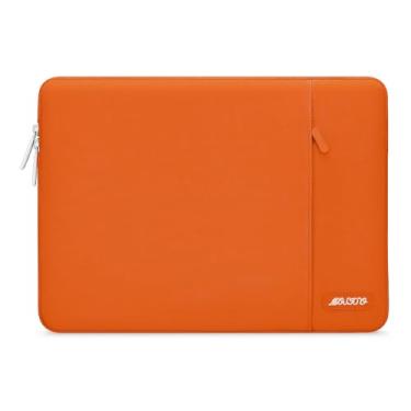 Imagem de Capa MOSISO para laptop de 13 a 13,3 polegadas, compatível com MacBook Air/Pro 13”/Pro 14”, notebook HP, Dell, ASUS, Lenovo, bolsa vertical de poliéster com bolso, laranja