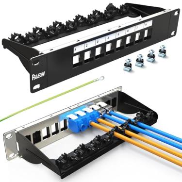 Imagem de PBAEGAV Patch Panel de 8 portas UTP/STP 1U 25.4 cm Keystone Patch Panel com gerenciamento de cabos e barra de suporte compatível com conector Keystone LC/SC/ST/FC/USB/HDMI (8 portas)