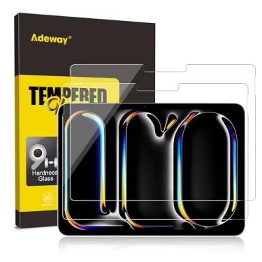 Imagem de Adeway 2 Pack Protetor de Tela para iPad Pro 11" M4 2024, Compatível com Apple Pencil e Face ID, Vidro Temperado, Antiarranhões, Kit de Instalação Fácil