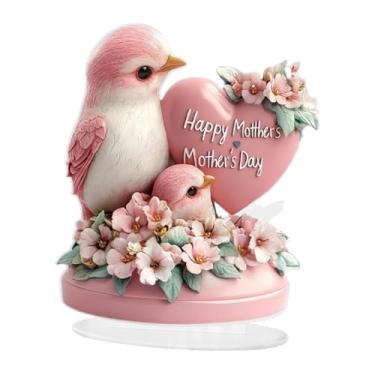Imagem de WeiLaiKeQi PARROT 2D SIGNICA ACRYLICA DO DIA DO DIA DA Mãe Mesa Central Combine com Base Bird Bird Decorative Pleation for Desk Cafe Shelf Gabinete