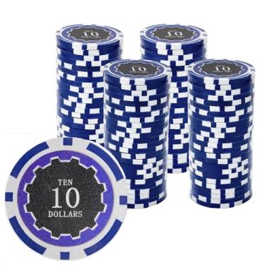 Imagem de Gamers Lounge Fichas de pôquer Eclipse 14 gramas (pacote com 100) - Composto de argila pesada ($10 azul)