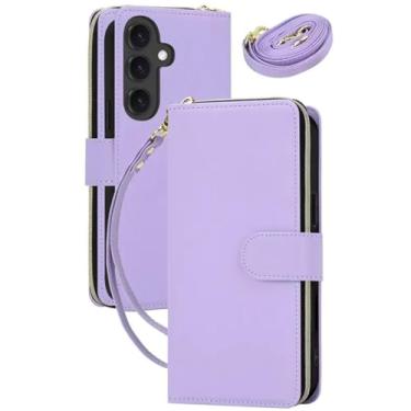 Imagem de HJZSZX Para Samsung A23 (4G 5G) Capa de couro com zíper e carteira para celular, tiracolo, capa flip (para Samsung A23 (4G 5G)/roxo claro)