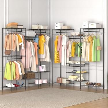 Imagem de Takywep Arara para roupas, armário portátil para guarda-roupa, suporte independente com 4 hastes e 8 ganchos para pendurar roupas, organizador de roupas de metal ajustável, 45 cm P x 170 cm L x 190 cm