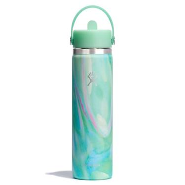 Imagem de Hydro Flask Garrafa de água - aço inoxidável isolado - tampa larga de palha, não derrama, à prova de vazamento em verde gelatina de 680 g