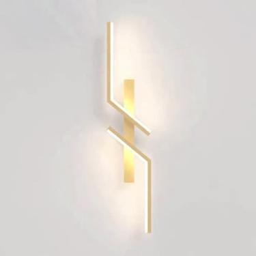 Imagem de HOSETEON Arandela de parede dourada, linear moderna, luminária de parede, arandelas de parede rasgadas longas, luminária de parede de metal dourado r g quarto, oom