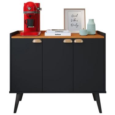 Imagem de Aparador Buffet Café Cozinha Sala 3 Portas Prateleira Organizadora Pux