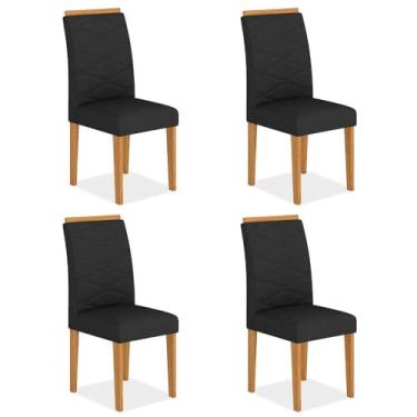 Imagem de Kit 4 Cadeiras Estofadas Everest Comfort Cinamomo/suede Preto - M.a Cinamomo/suede Preto