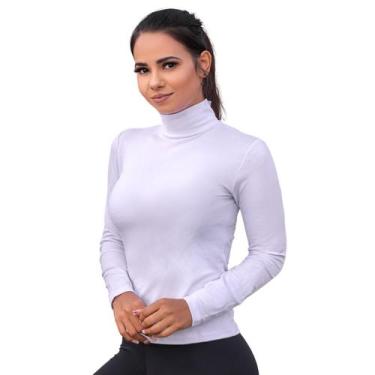 Imagem de Blusa Básica Feminina Gola Alta Frio Inverno Manga Longa - ZIEM, Branc