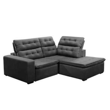 Imagem de Sofá de Canto Chaise Direito Retrátil Reclinável Compact Velusoft Mola