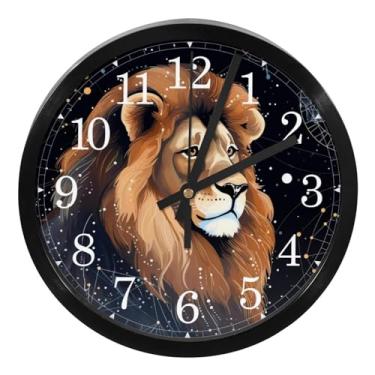 Imagem de LILINWAN Relógio de parede com desenho animado Leo Constellation elegante funcional, operado por bateria, 25 cm relógios de design vintage para escritório/escola/quarto/sala de estar