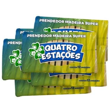 Imagem de Prendedor de Roupa Madeira Grande 120 Unidades 10 Dúzias Resistente Su