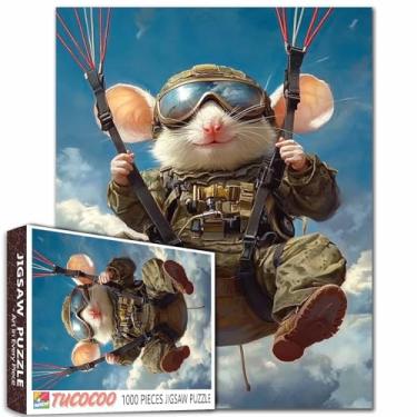 Imagem de Macacão militar com mouse para adultos, 1000 peças, quebra-cabeças artísticos de parapente no céu, artesanato DIY colorido para presentes de decoração de casa, quebra-cabeça desafiador para a família