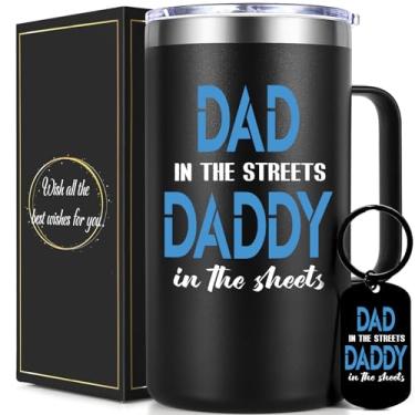 Imagem de Qtencas Presentes de dia dos pais da esposa, presentes engraçados de dia dos pais para marido, pai nas ruas papai nas folhas caneca de café de aço inoxidável, presente de aniversário de Natal para