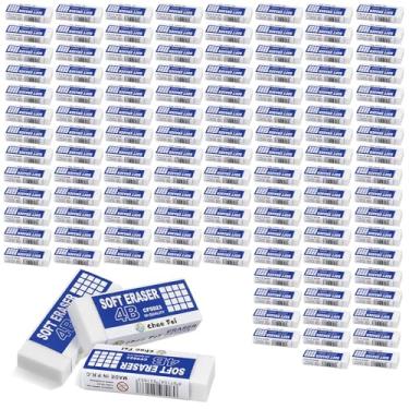 Imagem de Pacote com 120 borrachas brancas a granel para escritório, escritório, borrachas macias sem látex para adultos, professores como material escolar