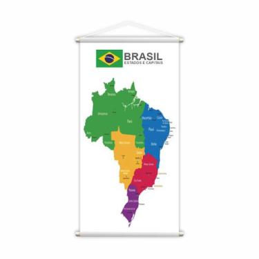 Imagem de Banner Pedagógico Mapa Estados e Capitais do Brasil 80x50cm - PlimShop