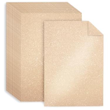 Imagem de Pacote com 25 folhas de papel cartolina dupla face, 20 x 30 cm, papel brilhante 250 g/m² para artes e artesanato, convites decorativos, casamentos e aniversários (ouro champanhe)