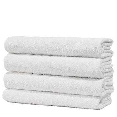 Imagem de Kit 4 Toalhas De Banho Branca Hotel Macia Felpuda - Prata - Branco