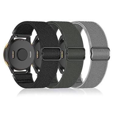 Imagem de Bolesi Pacote com 3 pulseiras elásticas de relógio de nylon compatíveis com Garmin Vivoactive 4/Venu 3/2/4 de 45 mm/Forerunner 265/255, 22 mm para Amazfit Balance 2/1/GTR 4/3 Pro/2 feminino e