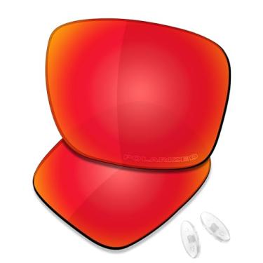 Imagem de SAUCER Lentes de reposição premium e protetores de nariz para óculos de sol Oakley Holbrook Ti OO6048 de alta defesa - vermelho fogo polarizado