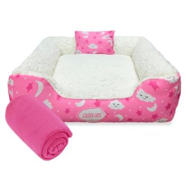 Imagem de Caminha de Cachorro Gato 60x60 3pc Cama Pet Impermeável Com Zíper Mantinha Pet(NUVEM ROSA)