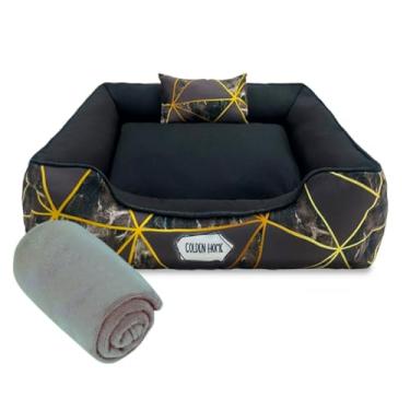 Imagem de Caminha de Cachorro Gato 60x60 3pc Cama Pet Impermeável Com Zíper Mantinha Pet(MARMORE PRETO)