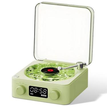 Imagem de Caixa de Som Toca Disco Vinil Vitrola Retro Bluetooth Cartao Tf Ilumin