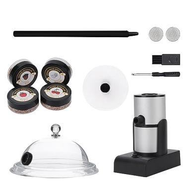 Imagem de Kit de defumador de coquetel com lascas de madeira, carne de uísque, churrasco, queijo, fumar, infusor portátil de sabor frio, prata, tamanho único
