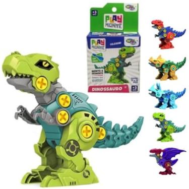 Imagem de Dinossauro ROBO Brinquedo Infantil Monta Desmonta Parafusos Chave EDUCATIVO COLECIONAVEL 27PÇS 12CM